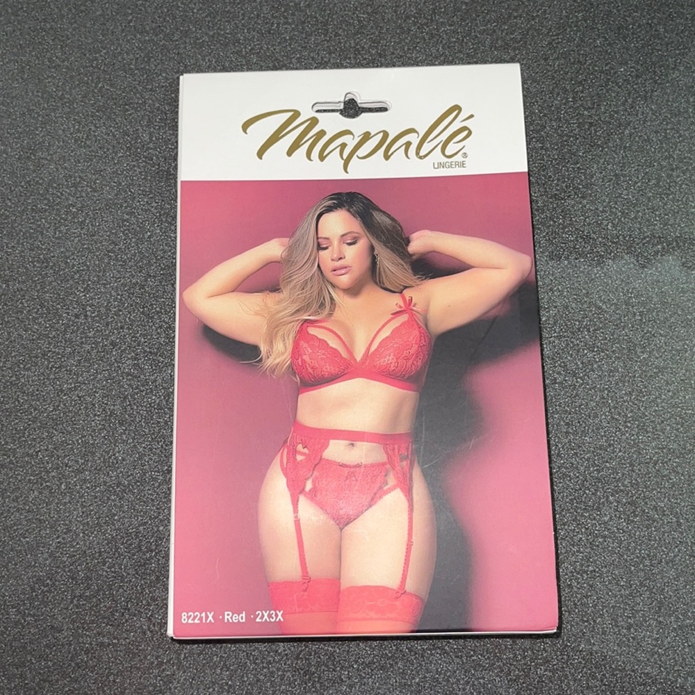 Three Piece Garter Set- Red